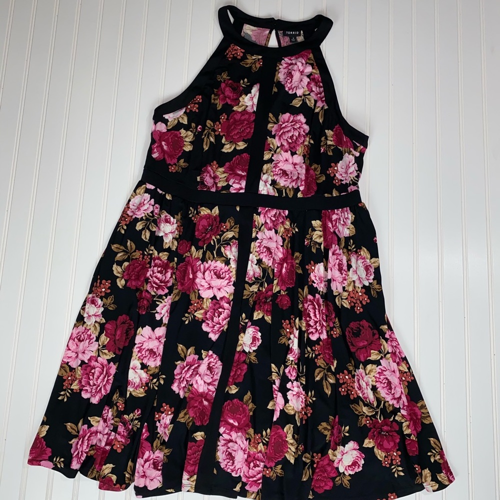 Torrid Black High Neck Skater Dress 2 - Picture 3 of 10